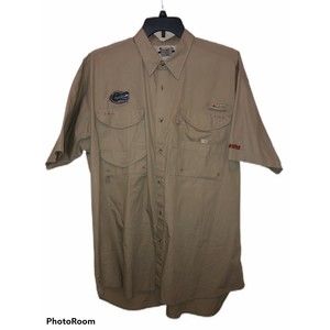 columbia vented short sleeve button down UF Gators florida tan mens XL used NCAA
